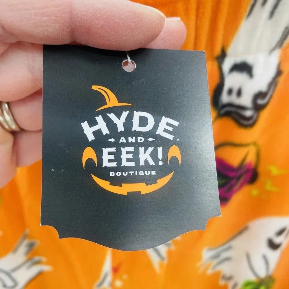 Hyde & Eek! Mens Big & Tall 3X Ghost Print‎ Halloween Fleece Pajama Pants Orange